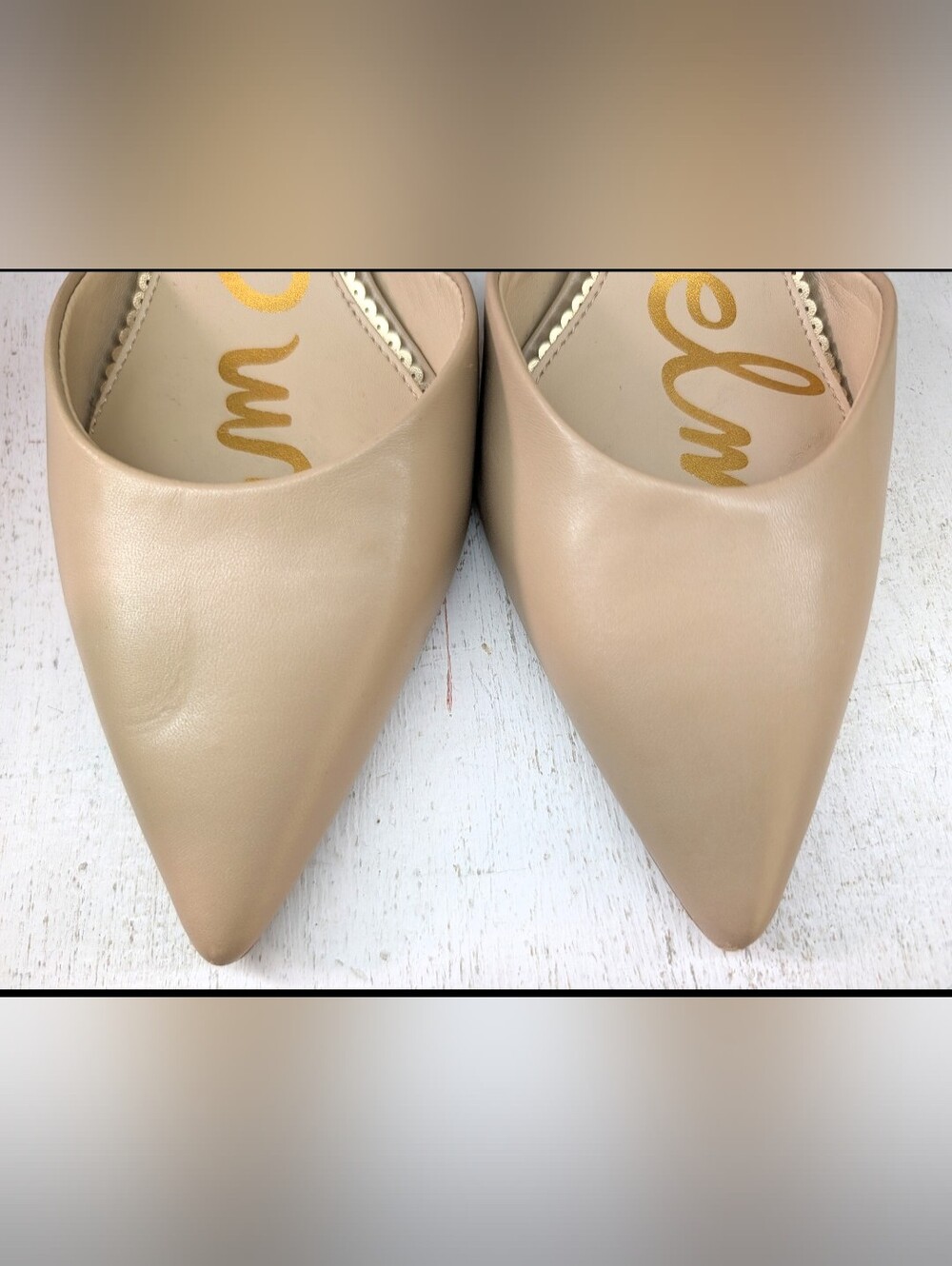 Sam Edelman Taupe Tan Pump Heels Women's Shoes 7.5 Closed Pointed Toes - Picture 3 of 12